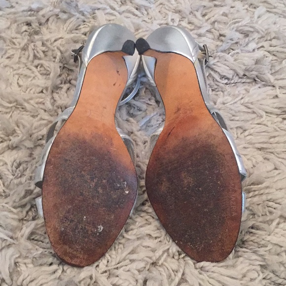 Strappy Silver BCBG Sandal Heels - Picture 2 of 3
